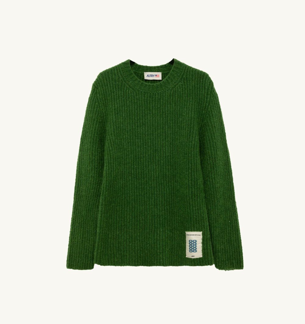 Autry Sweater Fisherman Knit Green | 0914-YNVRF