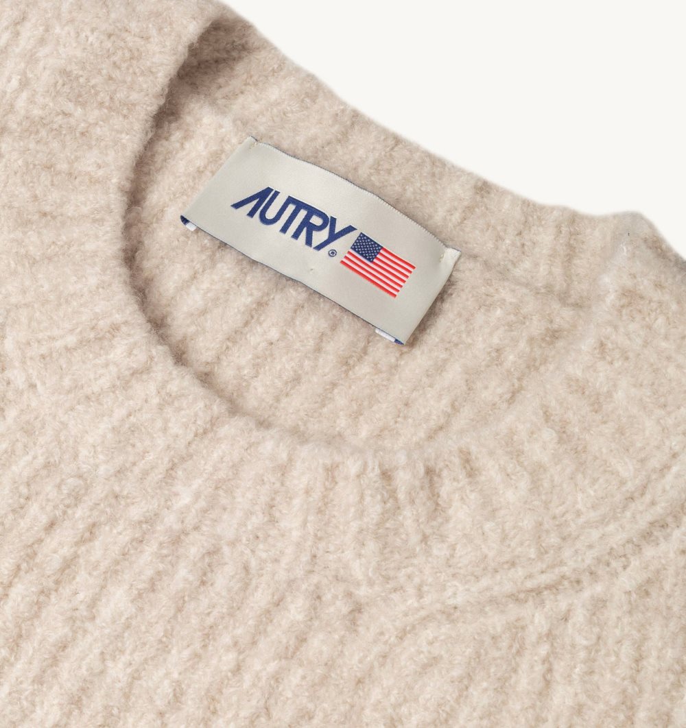 Autry Sweater Fisherman Knit White | 1082-VOMXW