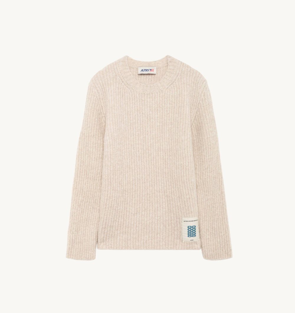 Autry Sweater Fisherman Knit White | 1082-VOMXW