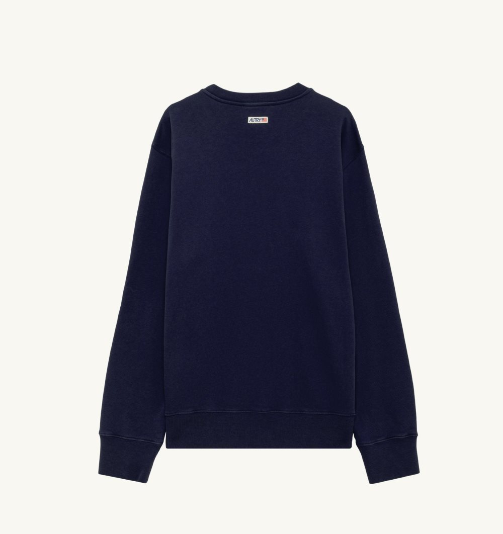 Autry Sweatshirt Jersey Label Blue | 9725-SAQBT