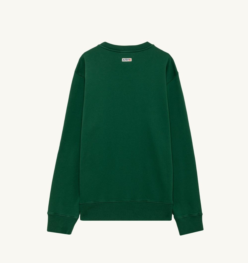 Autry Sweatshirt Jersey Label Green | 4908-XDHPV