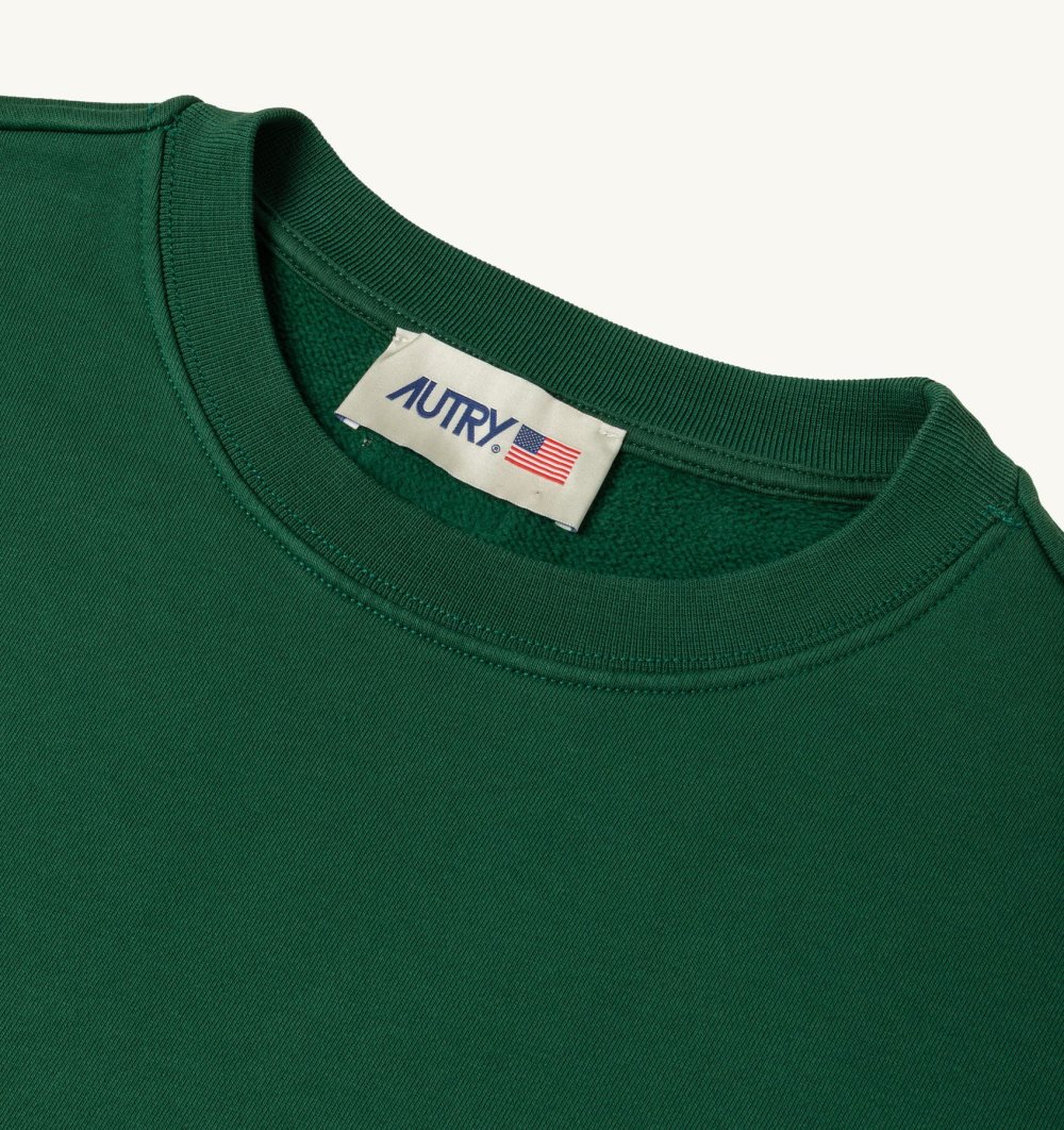 Autry Sweatshirt Jersey Label Green | 4908-XDHPV