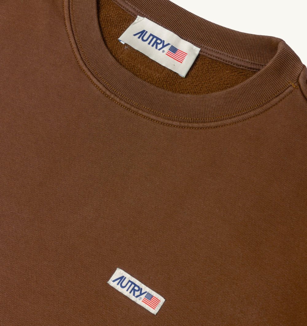 Autry Sweatshirt Jersey Label Marrone | 1539-PNYDM