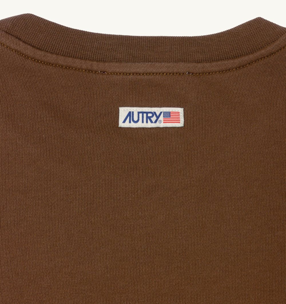 Autry Sweatshirt Jersey Label Marrone | 1539-PNYDM