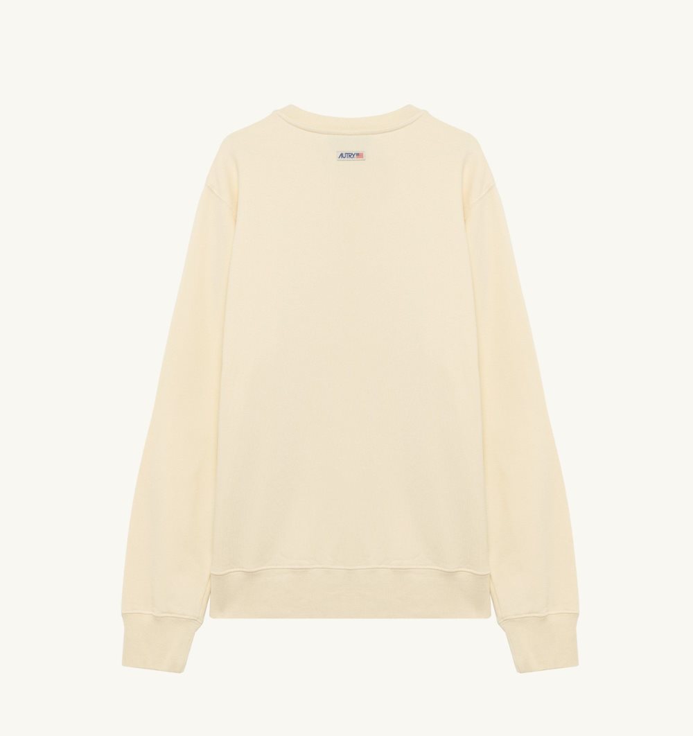 Autry Sweatshirt Jersey Label White | 6895-UFPMD