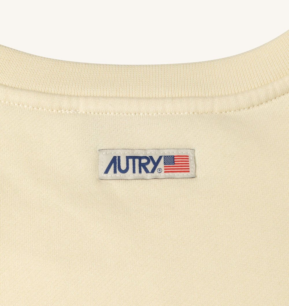 Autry Sweatshirt Jersey Label White | 6895-UFPMD