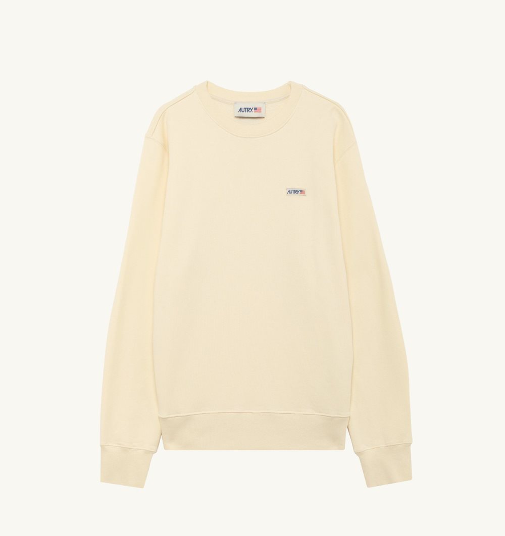 Autry Sweatshirt Jersey Label White | 6895-UFPMD