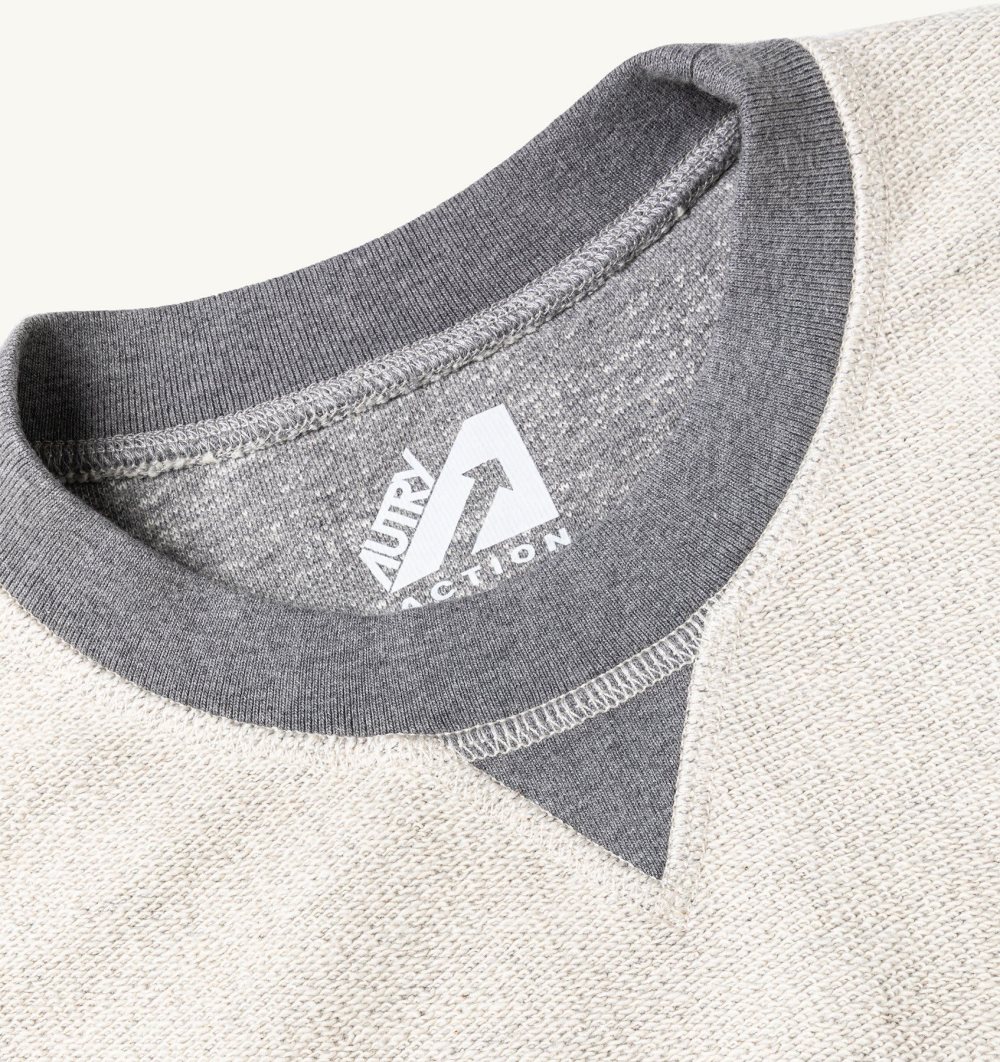 Autry Sweatshirt Melange Cotton Jersey Grey / White | 7269-TPKZO