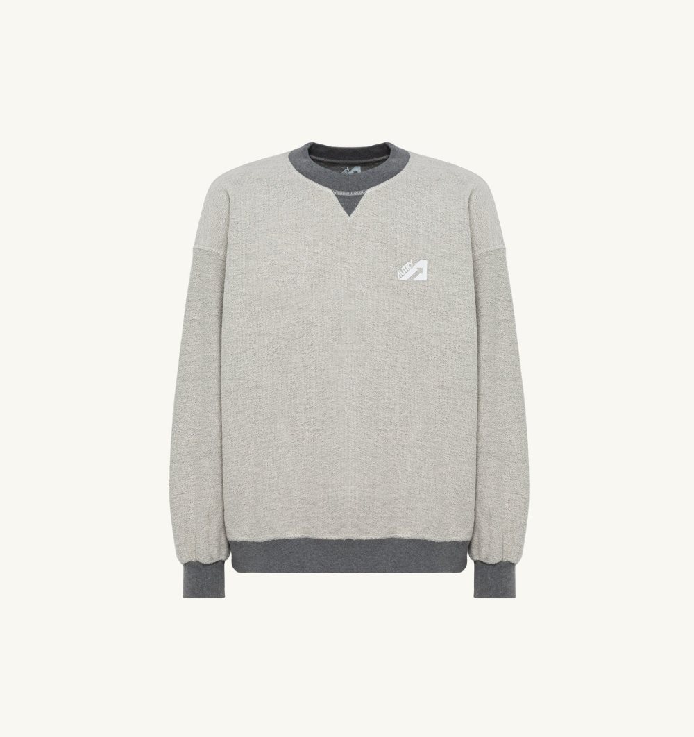 Autry Sweatshirt Melange Cotton Jersey Grey / White | 7269-TPKZO