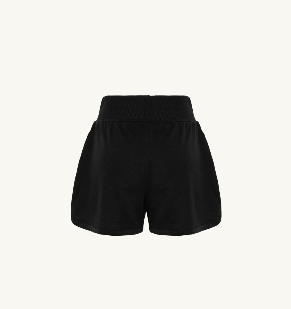 Autry Tennis Shorts Contrast Piping Black | 6438-PVHIW