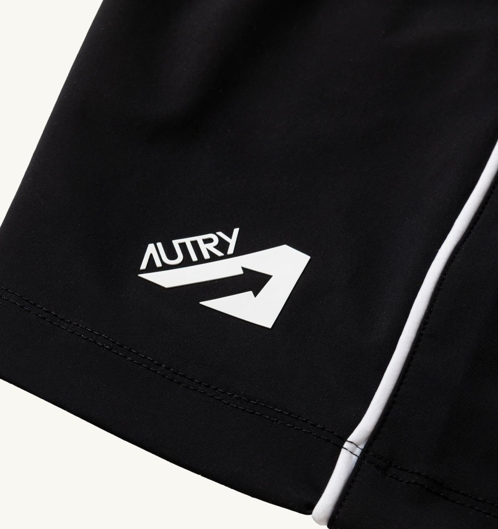 Autry Tennis Shorts Contrast Piping Black | 1768-JCKRU