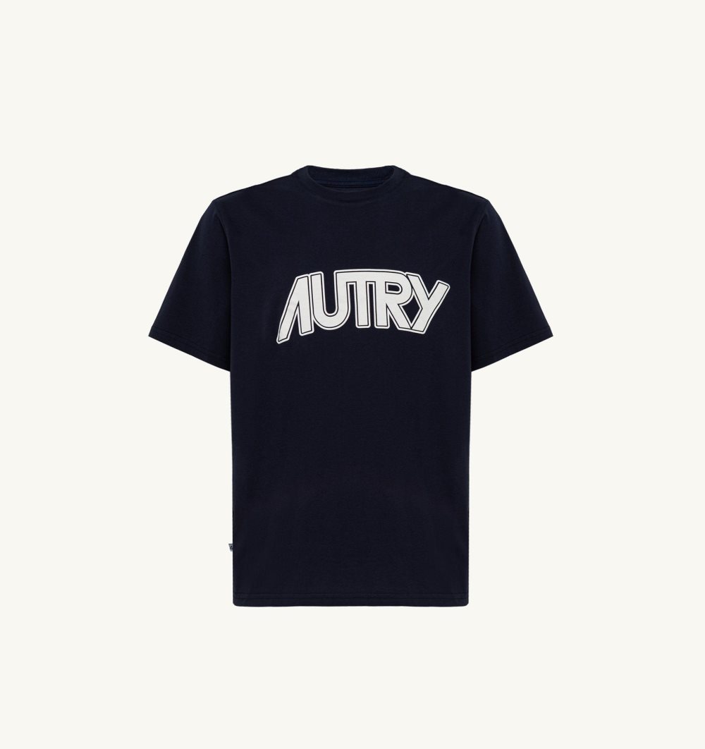 Autry T-shirt Cotton Jersey Blue | 1294-RJHAU