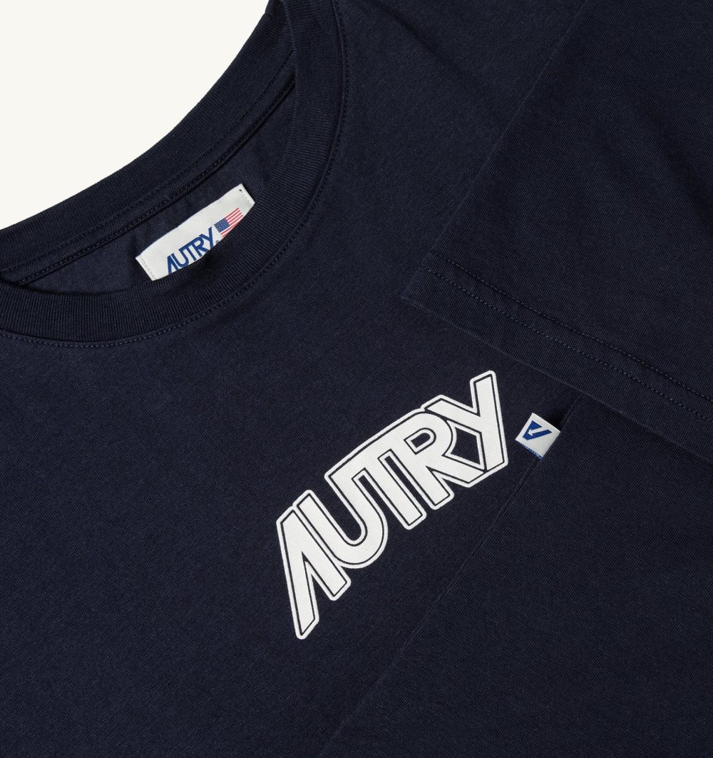 Autry T-shirt Cotton Jersey Blue | 6385-IYTWC