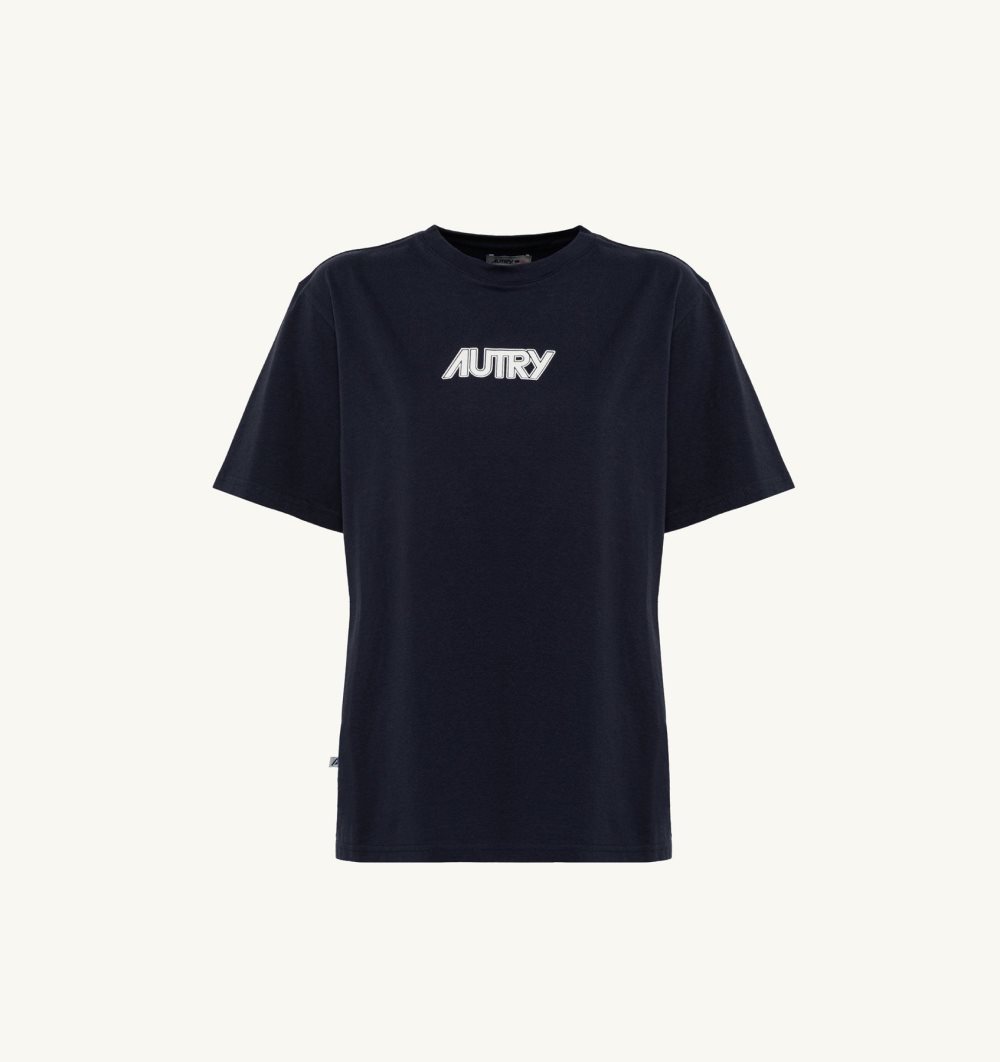 Autry T-shirt Cotton Jersey Blue | 6385-IYTWC