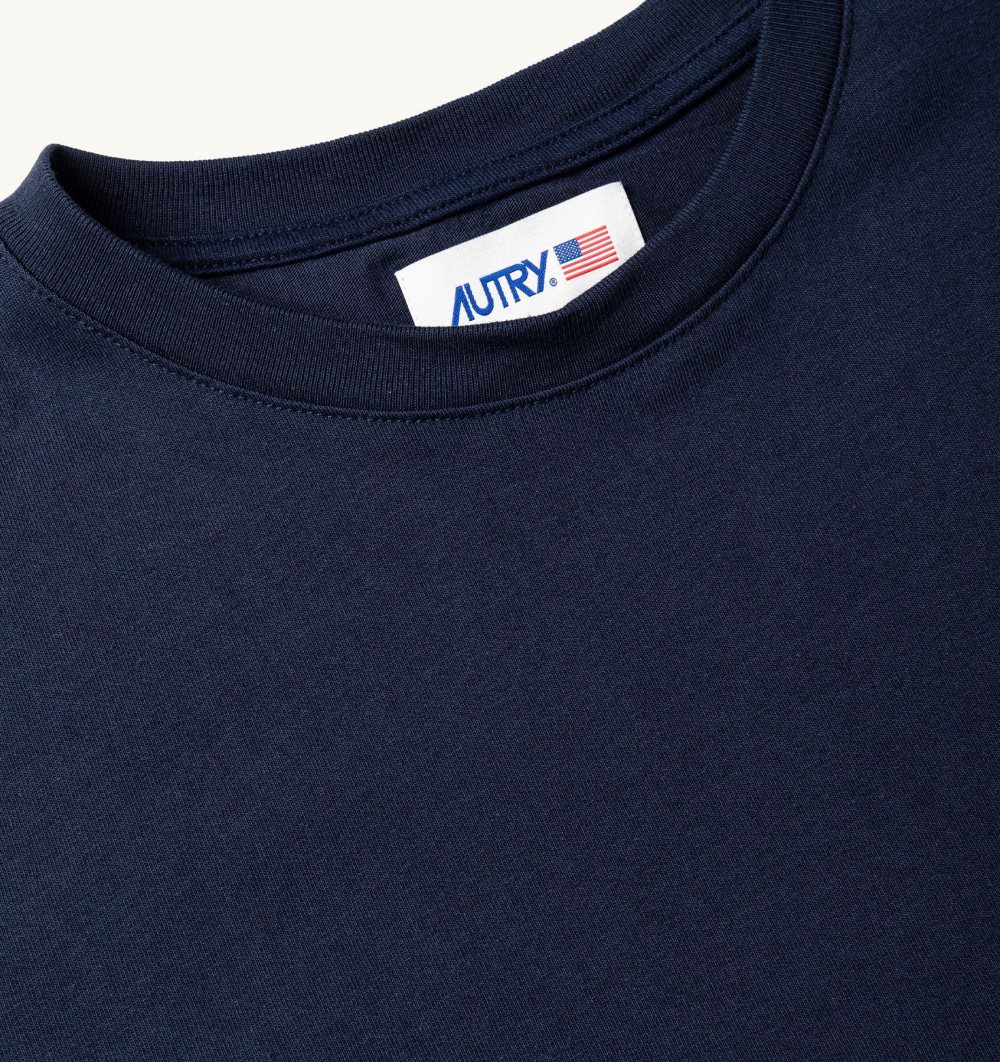 Autry T-shirt Cotton Jersey Logo Blue | 7694-MTRYS