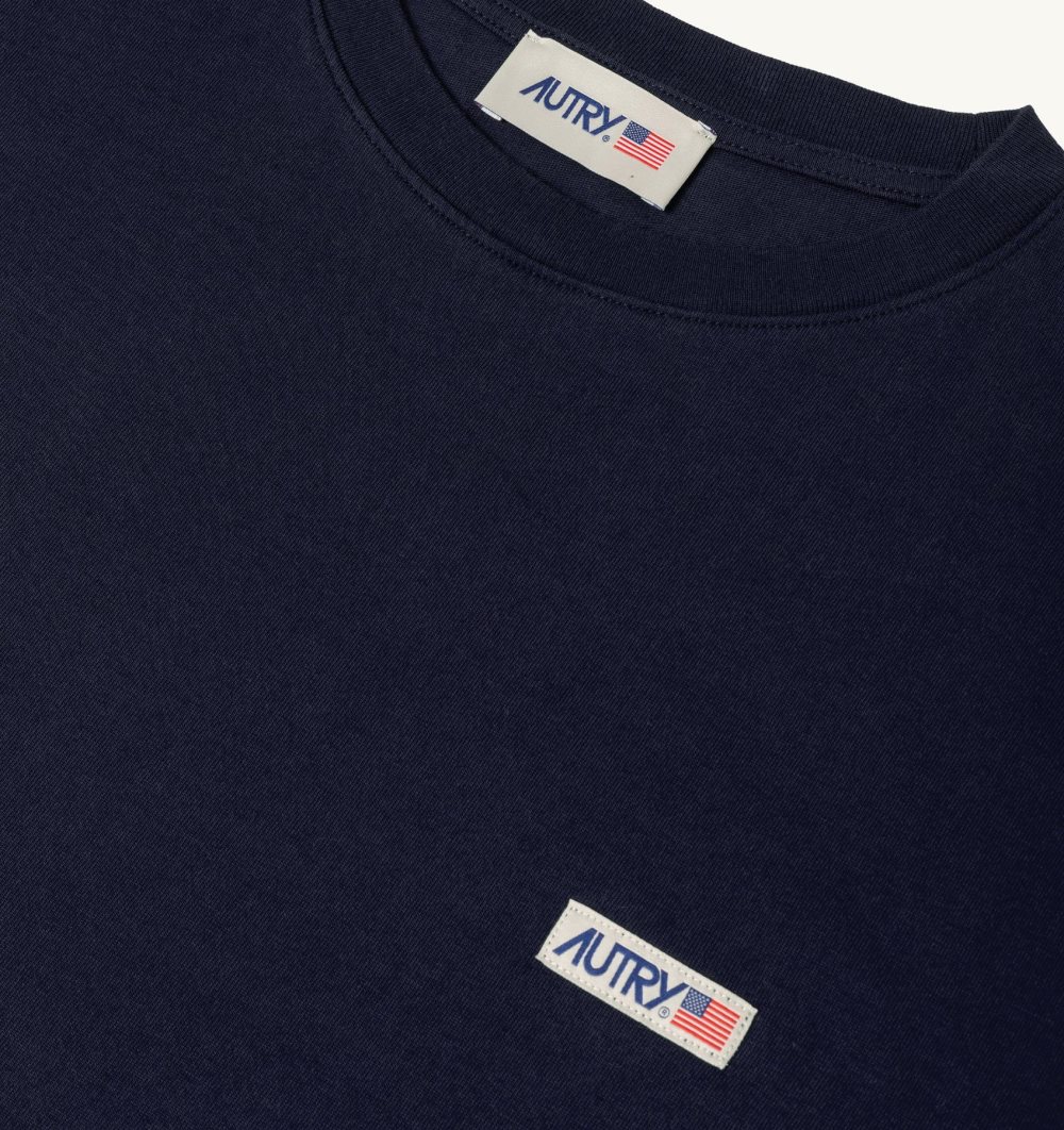 Autry T-shirt Cotton Label Blue | 9206-NDEAL