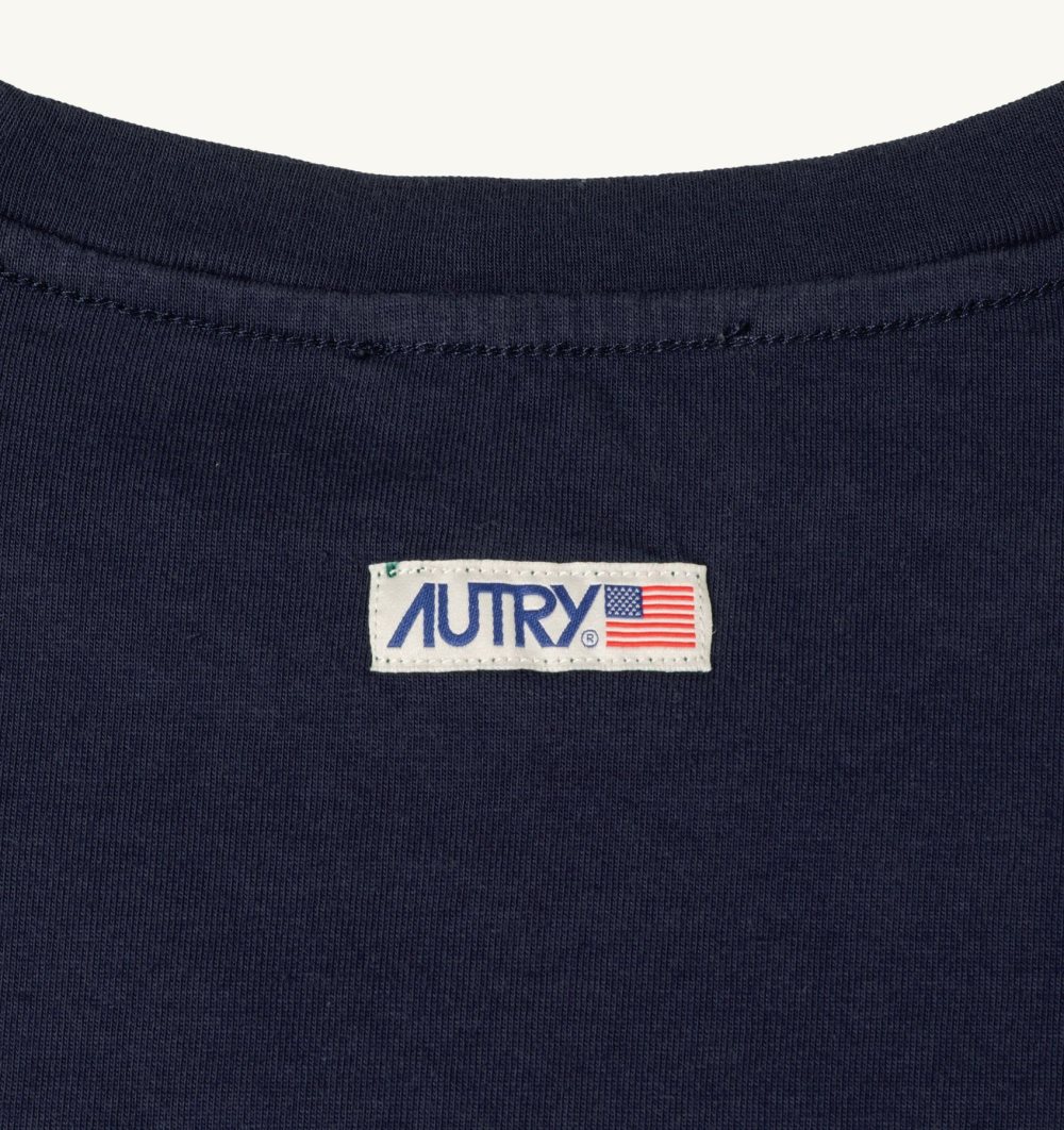 Autry T-shirt Cotton Label Blue | 9206-NDEAL