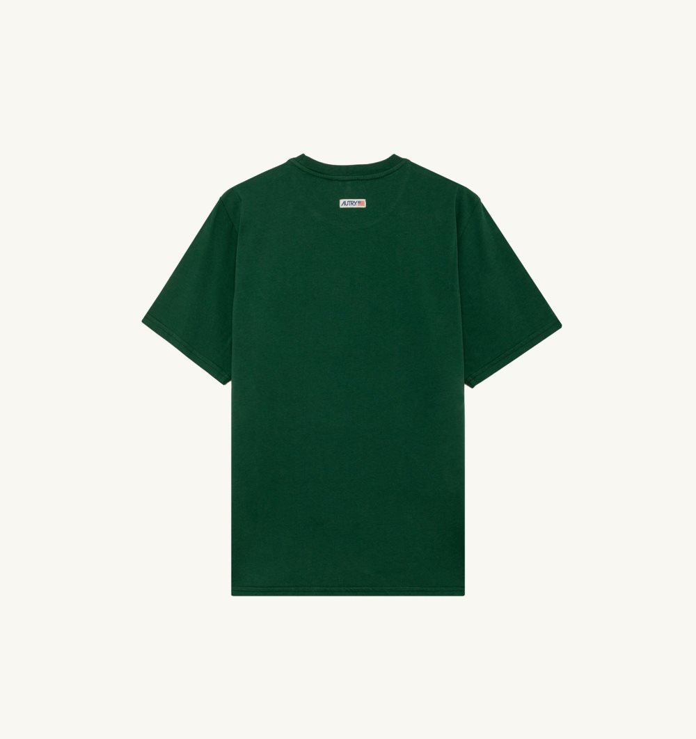 Autry T-shirt Cotton Label Green | 2954-LTAIX