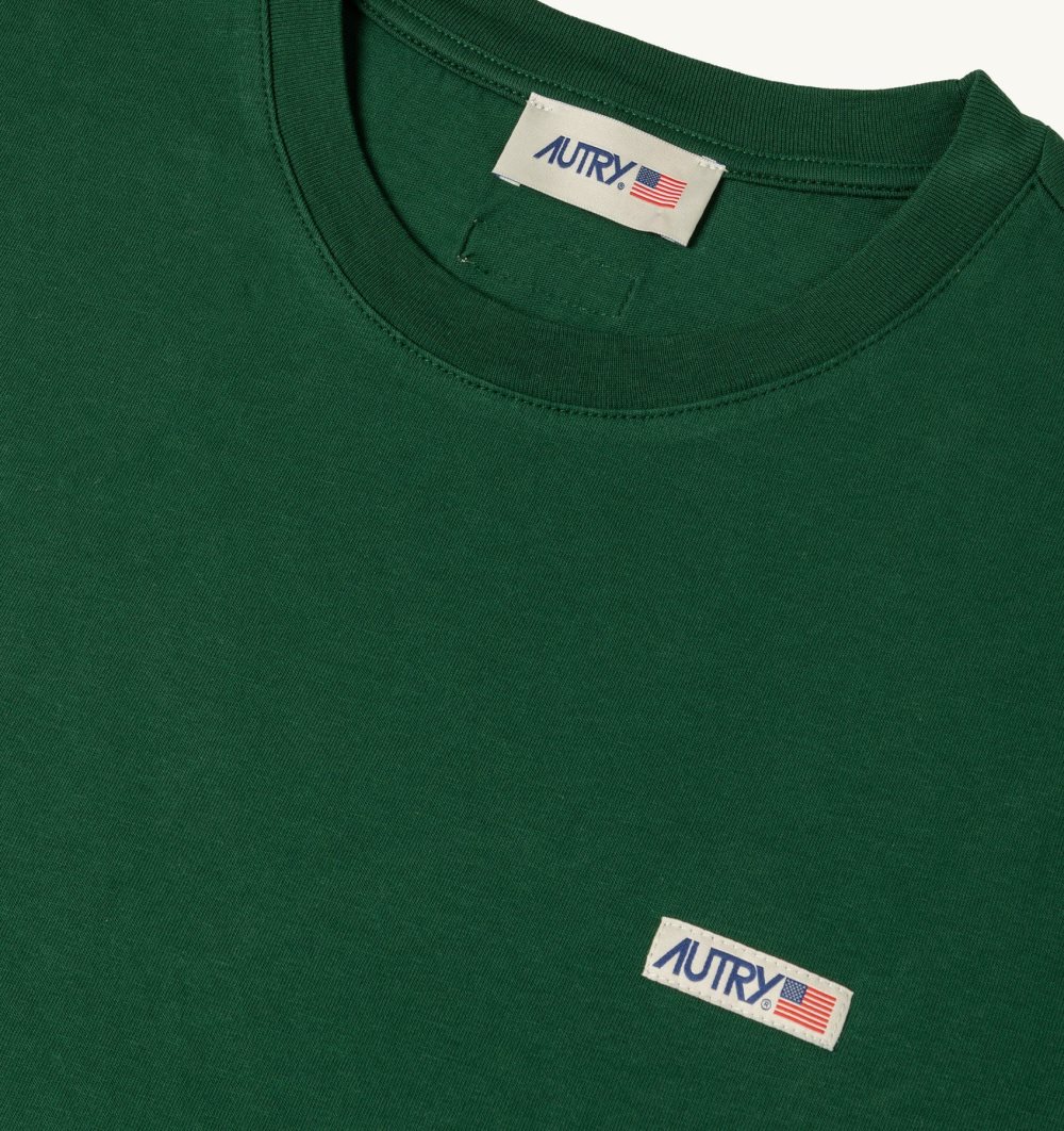 Autry T-shirt Cotton Label Green | 2954-LTAIX