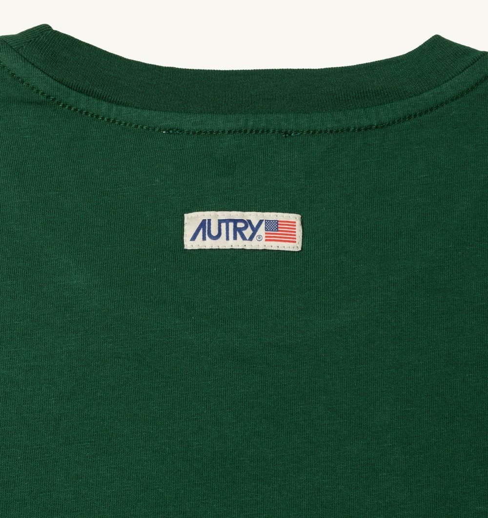 Autry T-shirt Cotton Label Green | 2954-LTAIX