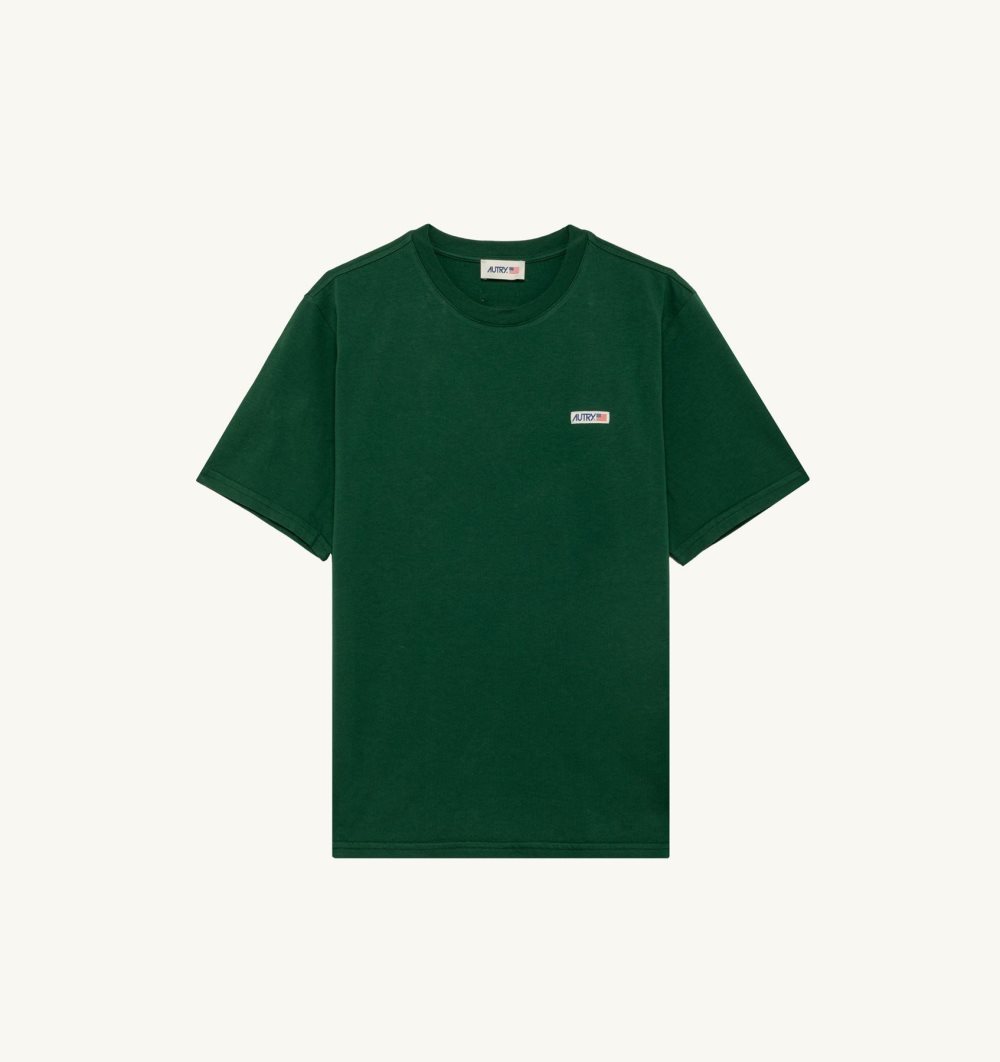 Autry T-shirt Cotton Label Green | 6074-GXVZT