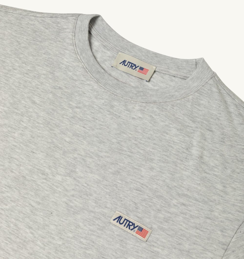 Autry T-shirt Cotton Label Grey | 8672-DAWHQ