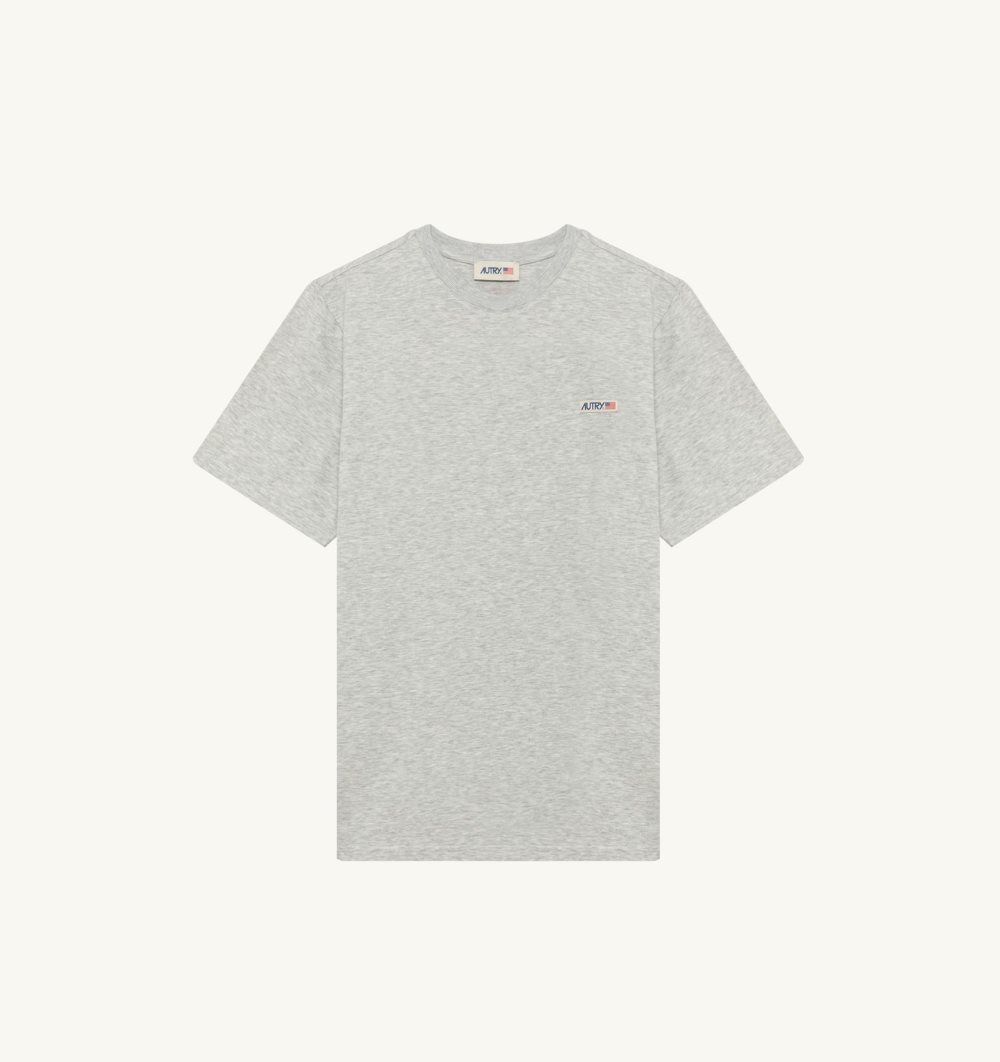 Autry T-shirt Cotton Label Grey | 8672-DAWHQ