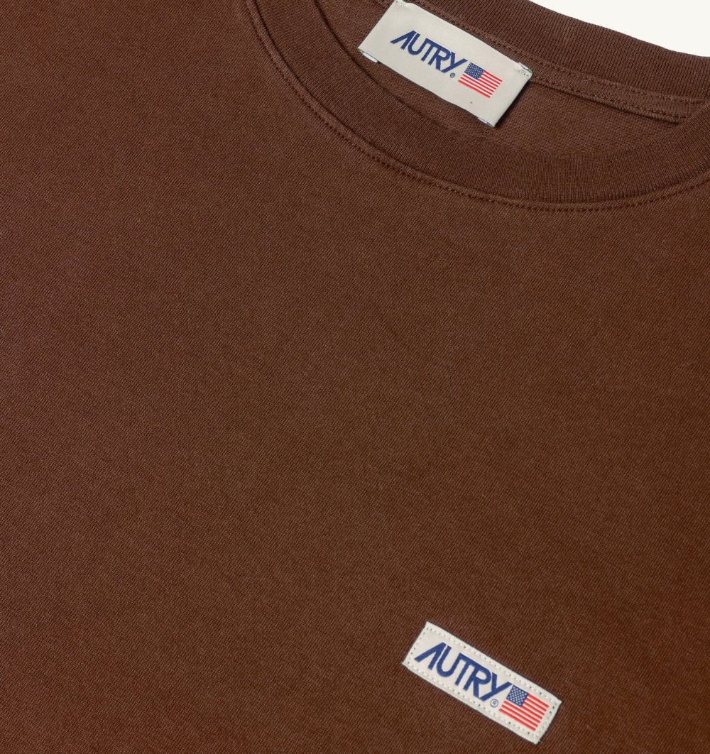 Autry T-shirt Cotton Label Marrone | 5074-SCBWV