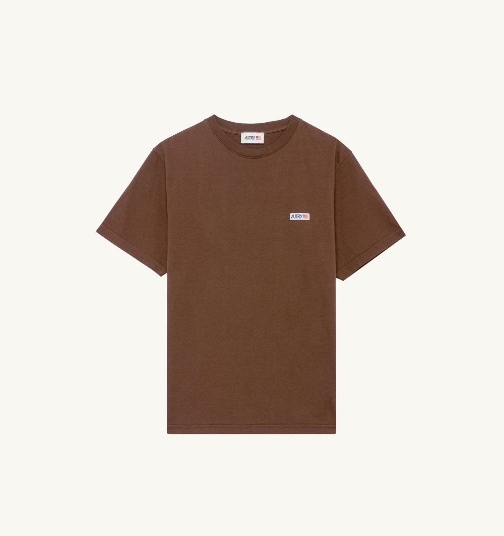 Autry T-shirt Cotton Label Marrone | 5074-SCBWV