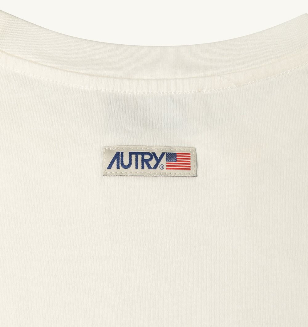 Autry T-shirt Cotton Label White | 1269-HLQJS