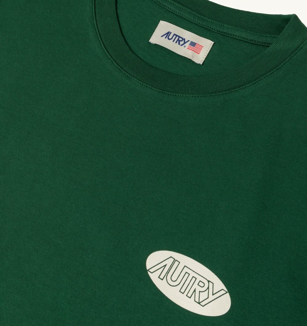 Autry T-shirt Cotton Printed Logo Green | 5394-SJEPN