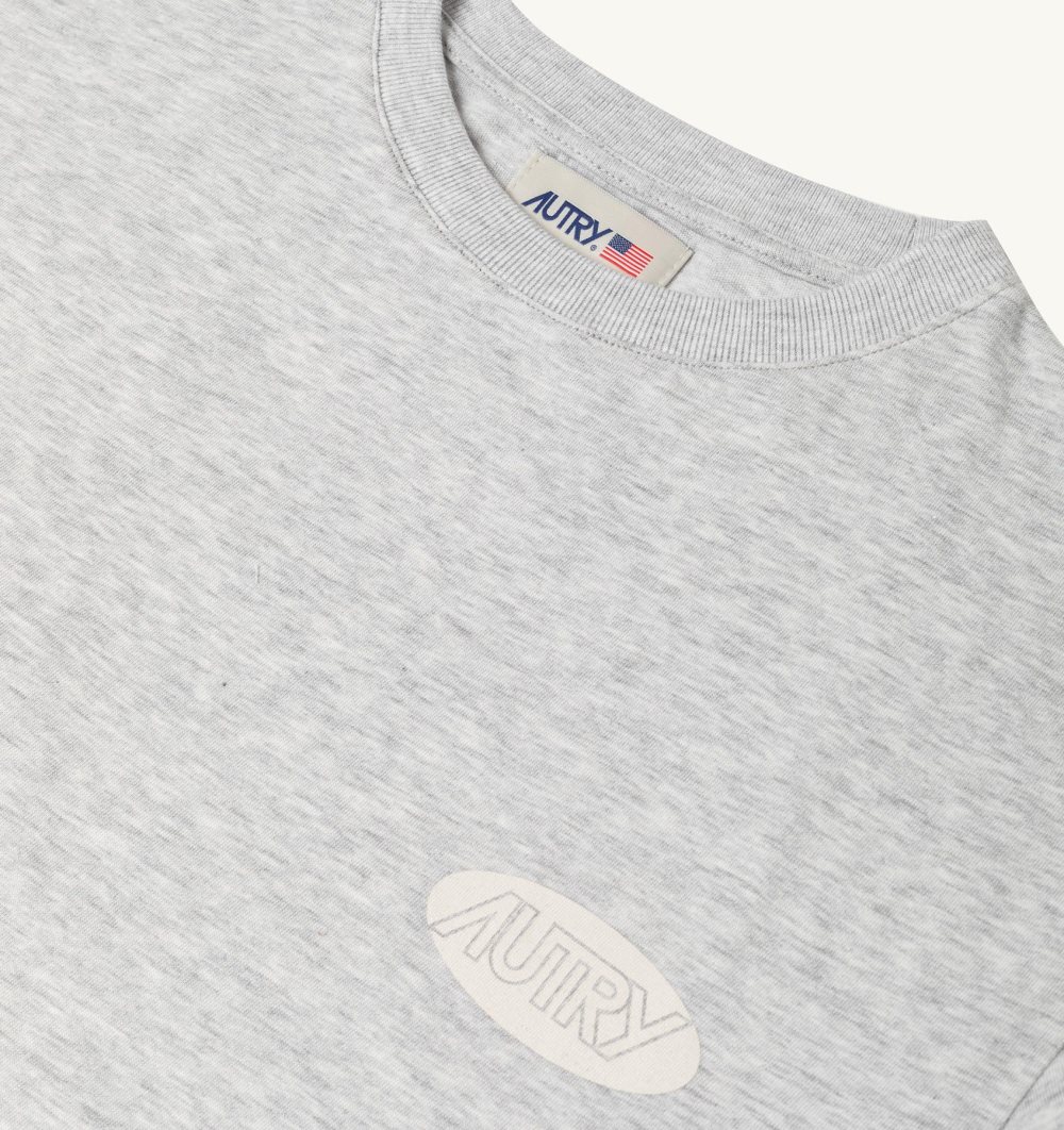 Autry T-shirt Cotton Printed Logo Grey | 6041-GQXIO