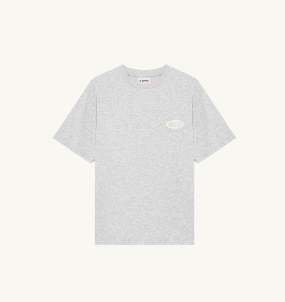 Autry T-shirt Cotton Printed Logo Grey | 6041-GQXIO