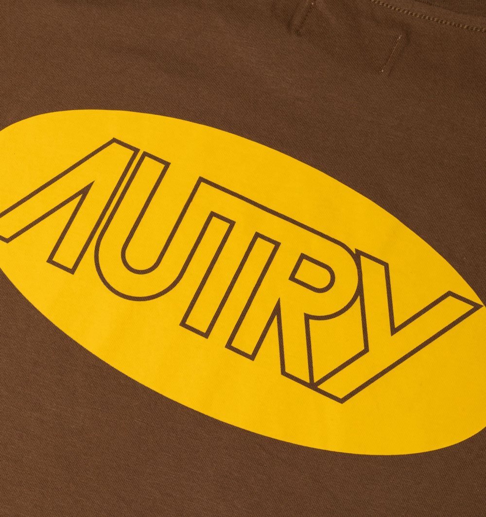 Autry T-shirt Cotton Printed Logo Marrone | 6542-XOQNK