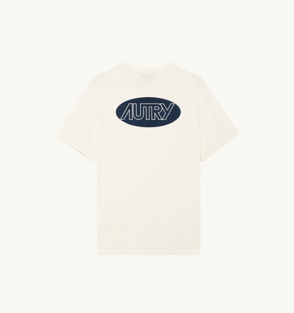 Autry T-shirt Cotton Printed Logo White | 1360-LMNOE