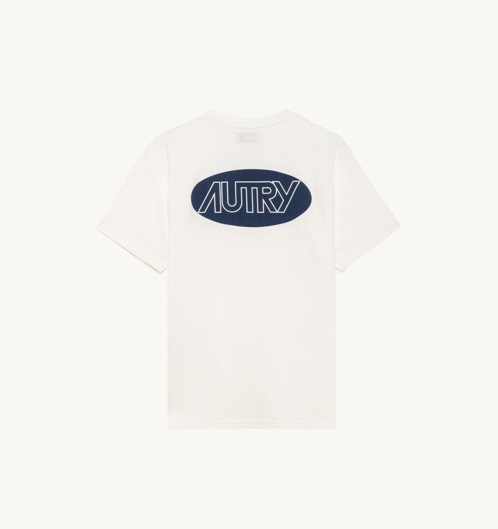 Autry T-shirt Cotton Printed Logo White | 9124-RNSWP