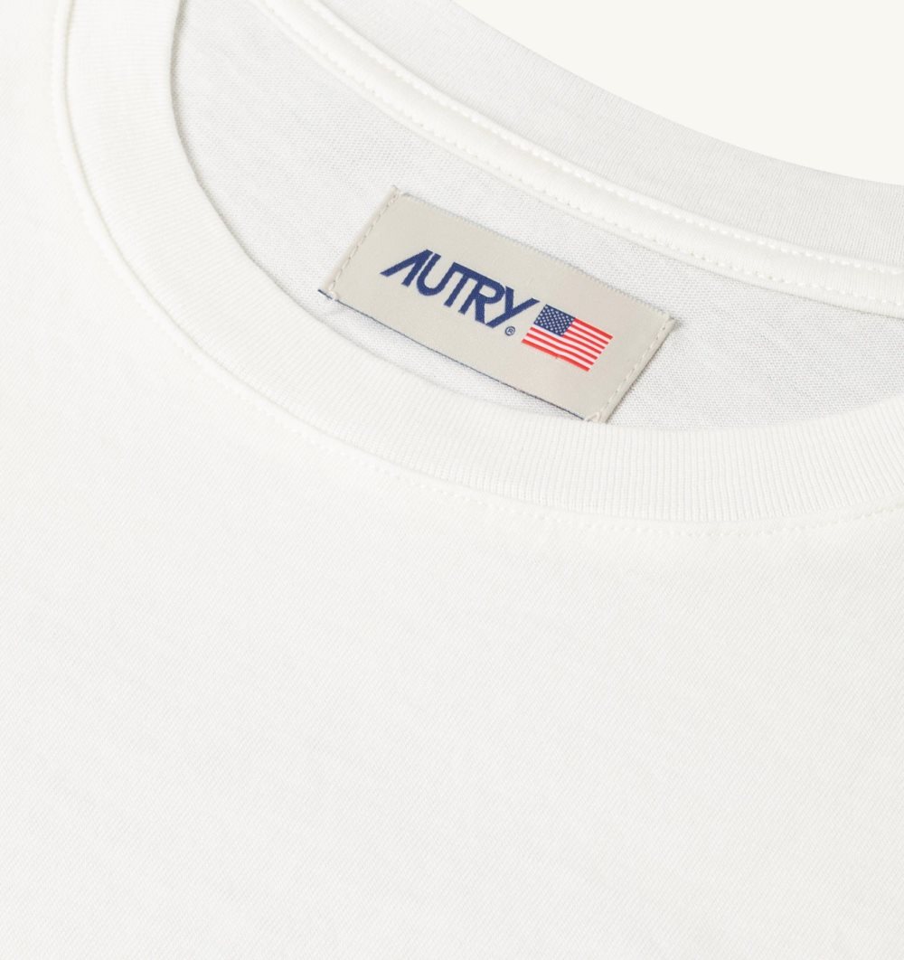 Autry T-shirt Cotton Printed Logo White | 9124-RNSWP