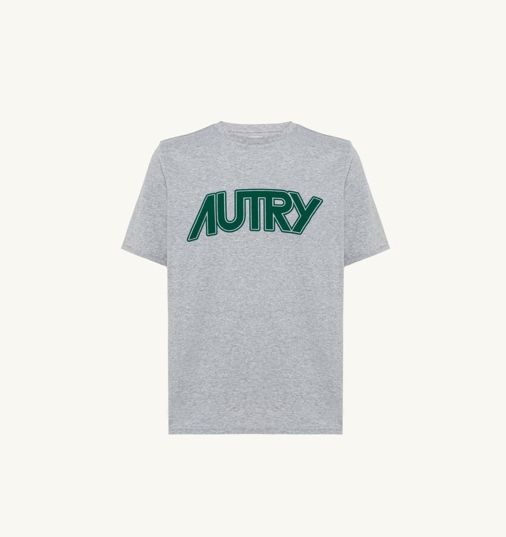 Autry T-shirt Melange Cotton Jersey Grey | 9376-RJOTP