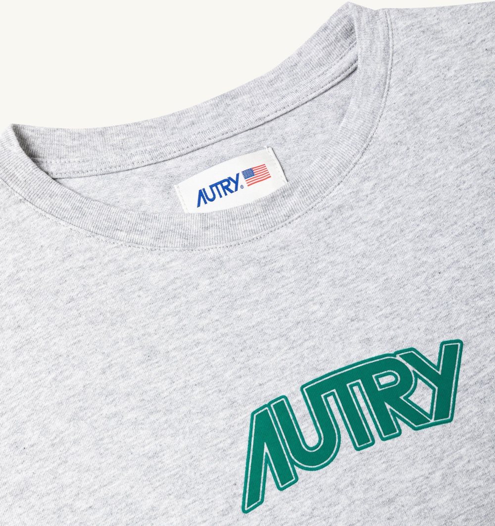 Autry T-shirt Melange Cotton Jersey Grey | 8659-KHSUM