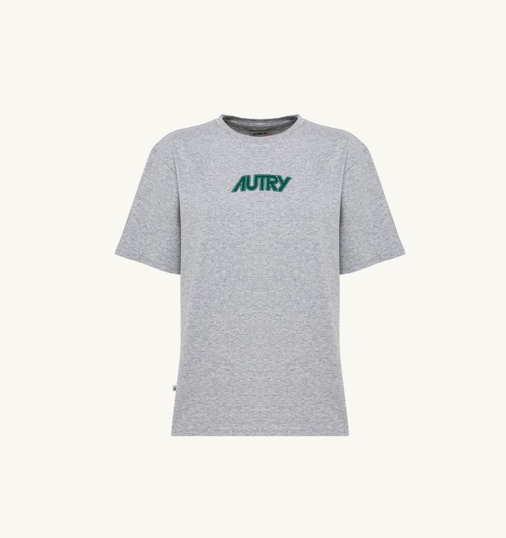 Autry T-shirt Melange Cotton Jersey Grey | 8659-KHSUM