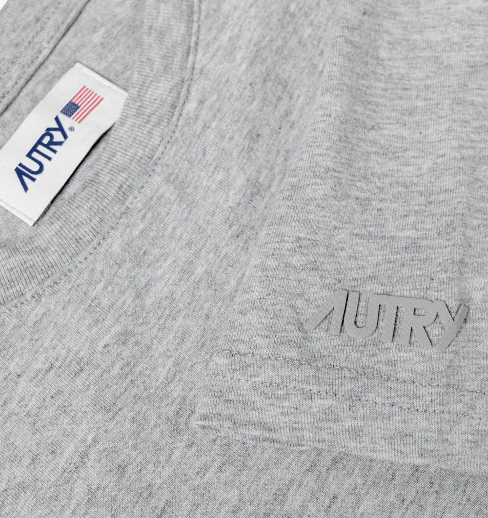 Autry T-shirt Melange Cotton Jersey Logo Grey | 8297-BPZOR