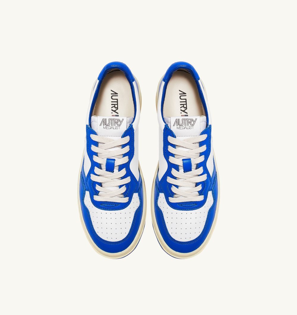 Autry Two-tone Medalist Low Sneakers Leather White / Blue | 1459-JBWLI